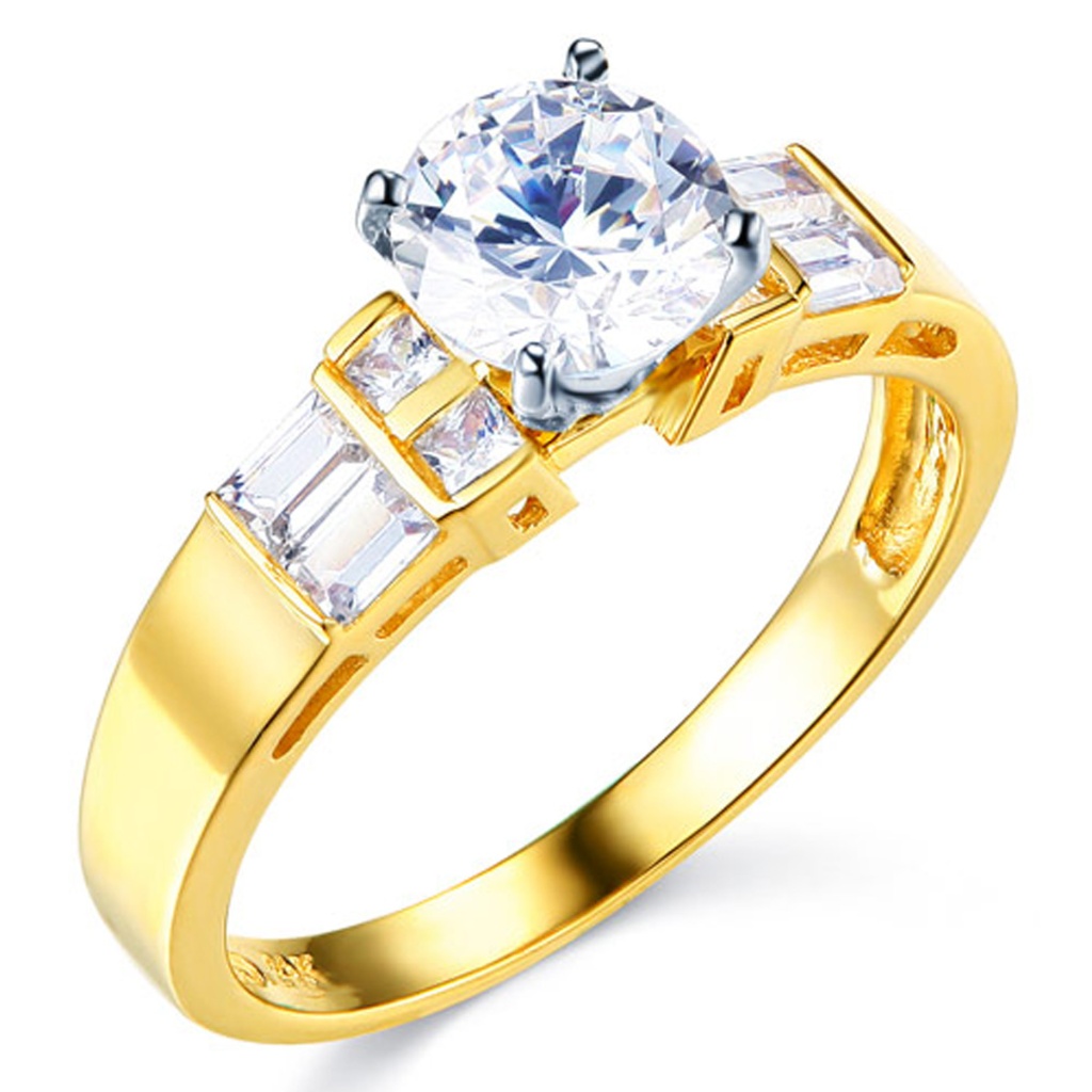 14k 1-Ct Round Side Princess Baguette Cz Ring 893$